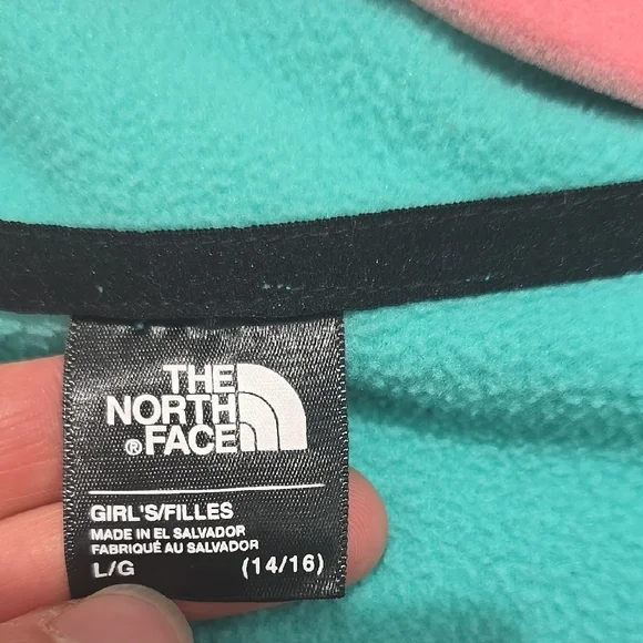 The North Face Turquoise and Aqua Fleece Jacket Girls Size Large (14/16) - Picture 2 of 5